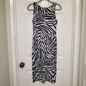 WHBM Zebra Lace-Up Back Body-con Knit Dress Sz S